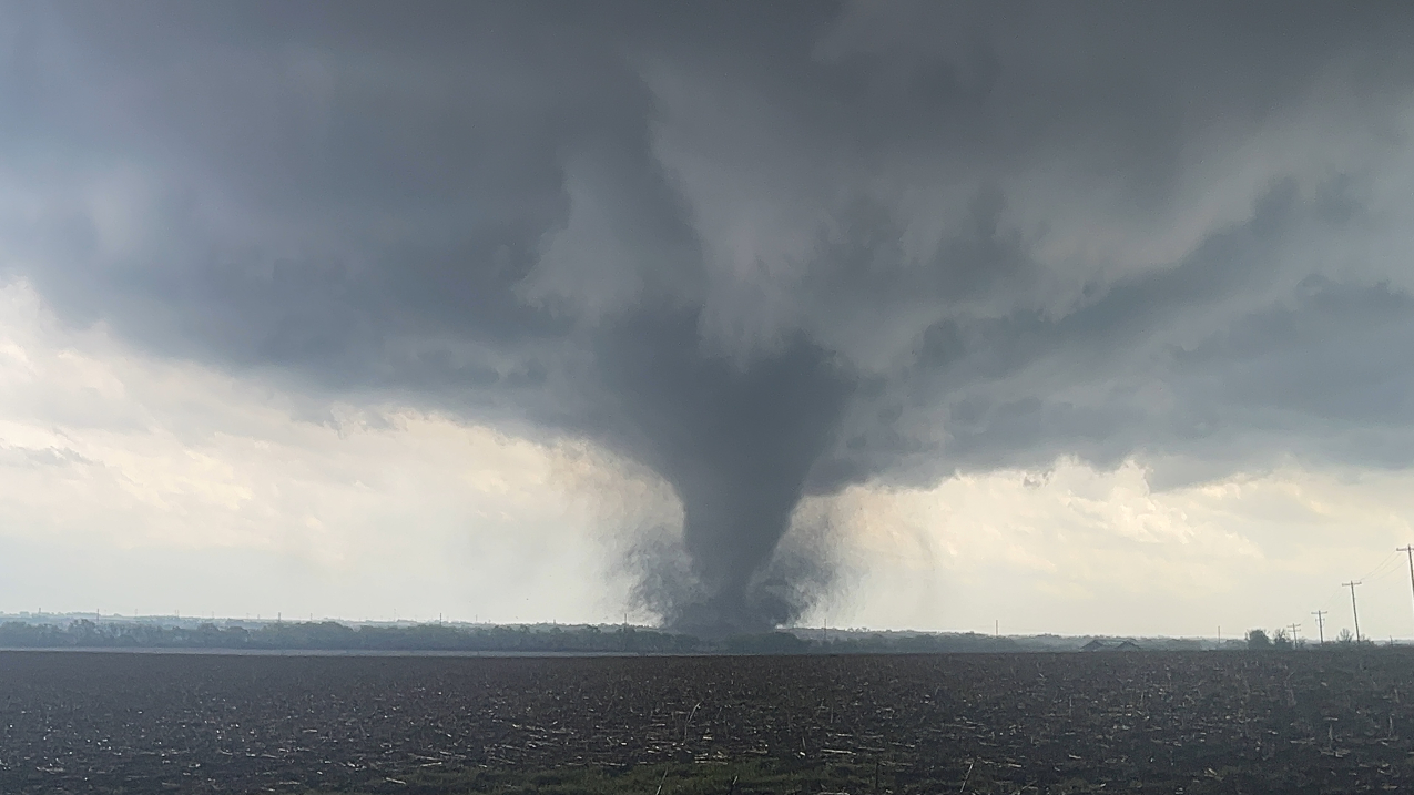 A powerful tornado near Waverly Road in the Lincoln, Nebraska, metro area on April 26, 2024. NOAA's National Weather Service in Omaha, Nebraska, issued 48 tornado warnings that day—the most the office has ever issued in a single day.
