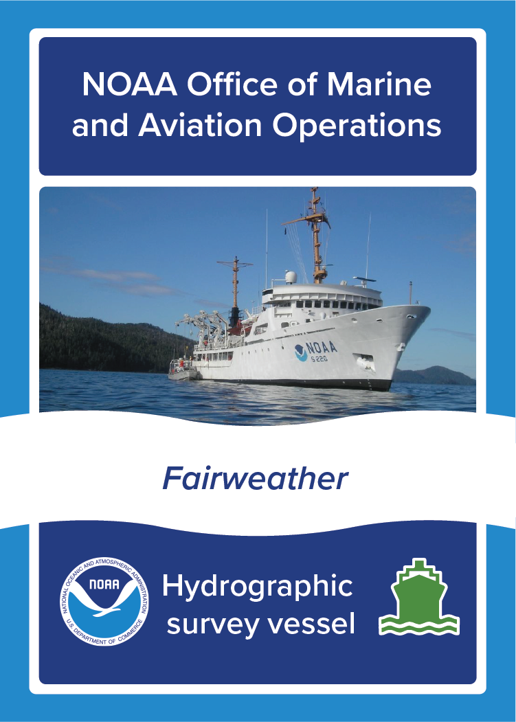 NOAA Ship Fairweather, NOAA Office of Marine and Aviation Operations, Hydrographic survey vessel. Image: Photo of NOAA Ship Fairweather at sea.