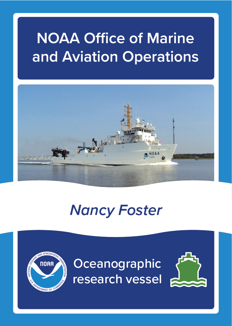 NOAA Ship Nancy Foster, NOAA Office of Marine and Aviation Operations, Oceanographic survey vessel. Image: Photo of NOAA Ship Nancy Foster at sea.