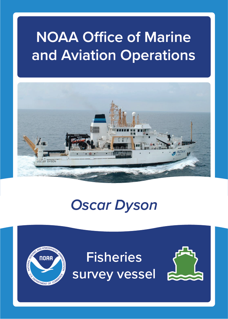 NOAA Ship Oscar Dyson, NOAA Office of Marine and Aviation Operations, Fisheries survey vessel. Image: Photo of NOAA Ship Oscar Dyson at sea. 