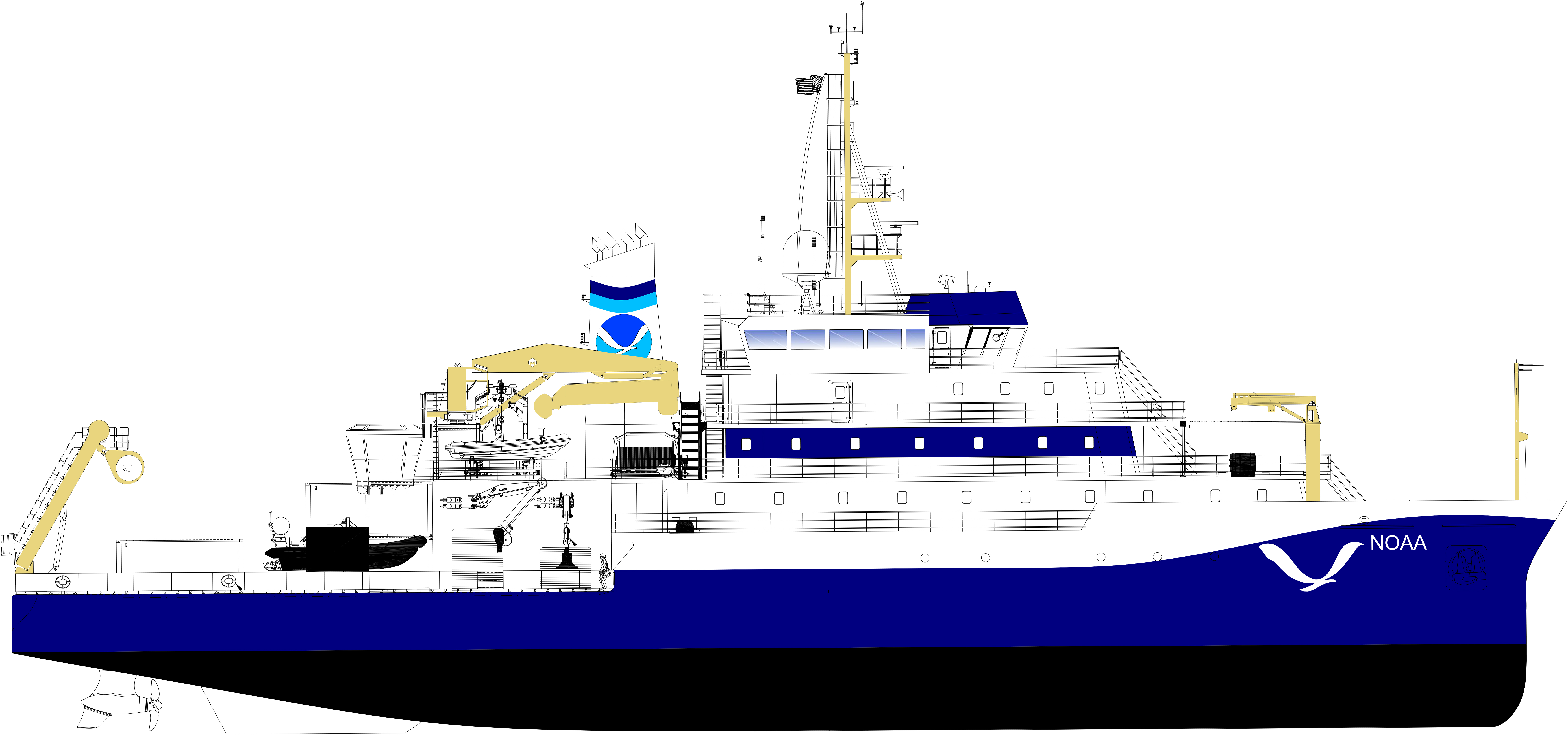 Illustration depicting the oceanographic research vessel Oceanographer.