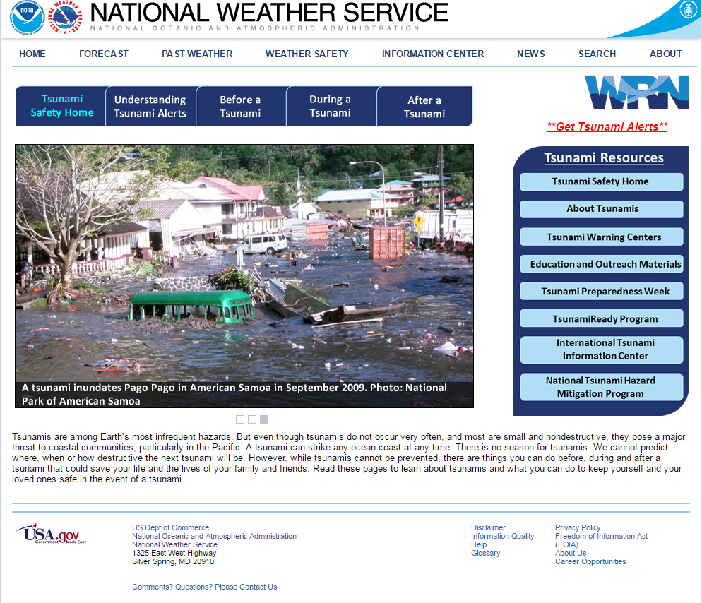 NWS tsunami safety homepage.