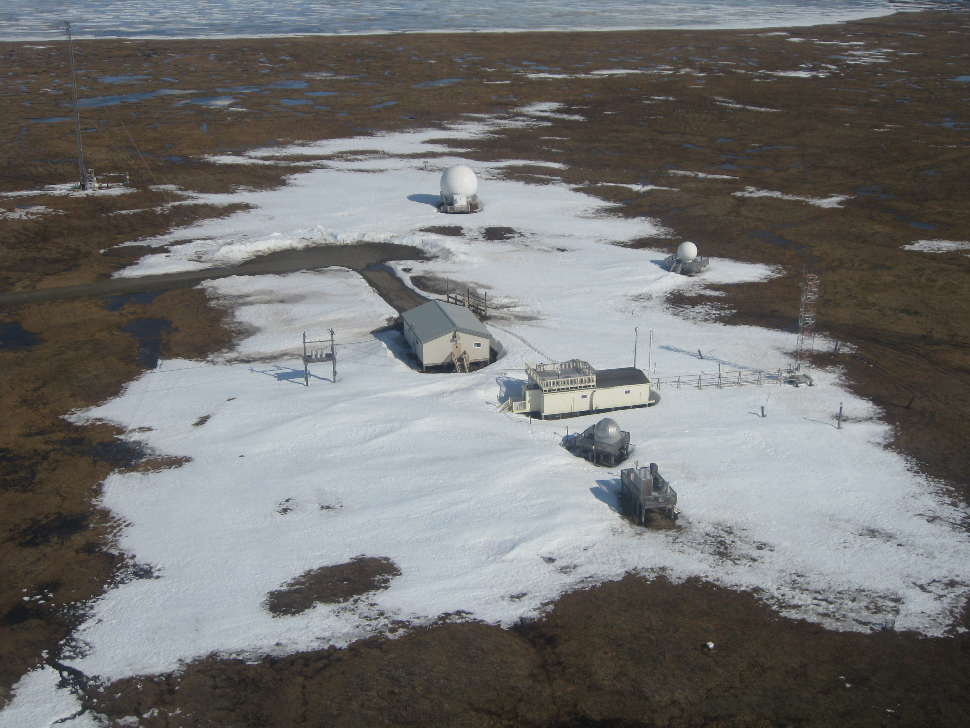 NOAA's Barrow, Alaska Observatory, established in 1973, is located on the northern most point of the United States. It measures gases in the atmosphere that drive climate change, stratospheric ozone depletion, and baseline air quality.
