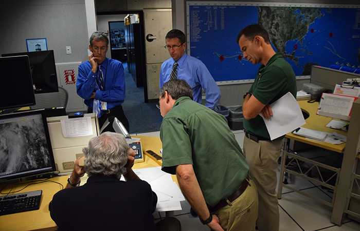 The Hurricane Hotline call is led by the lead hurricane specialist to coordinate tropical cyclone watches & warnings, storm surge, rainfall and tornado impacts of newly formed Tropical Storm Hermine. On the call are National Weather Service offices, the Weather Prediction Center and the Storm Prediction Center. 