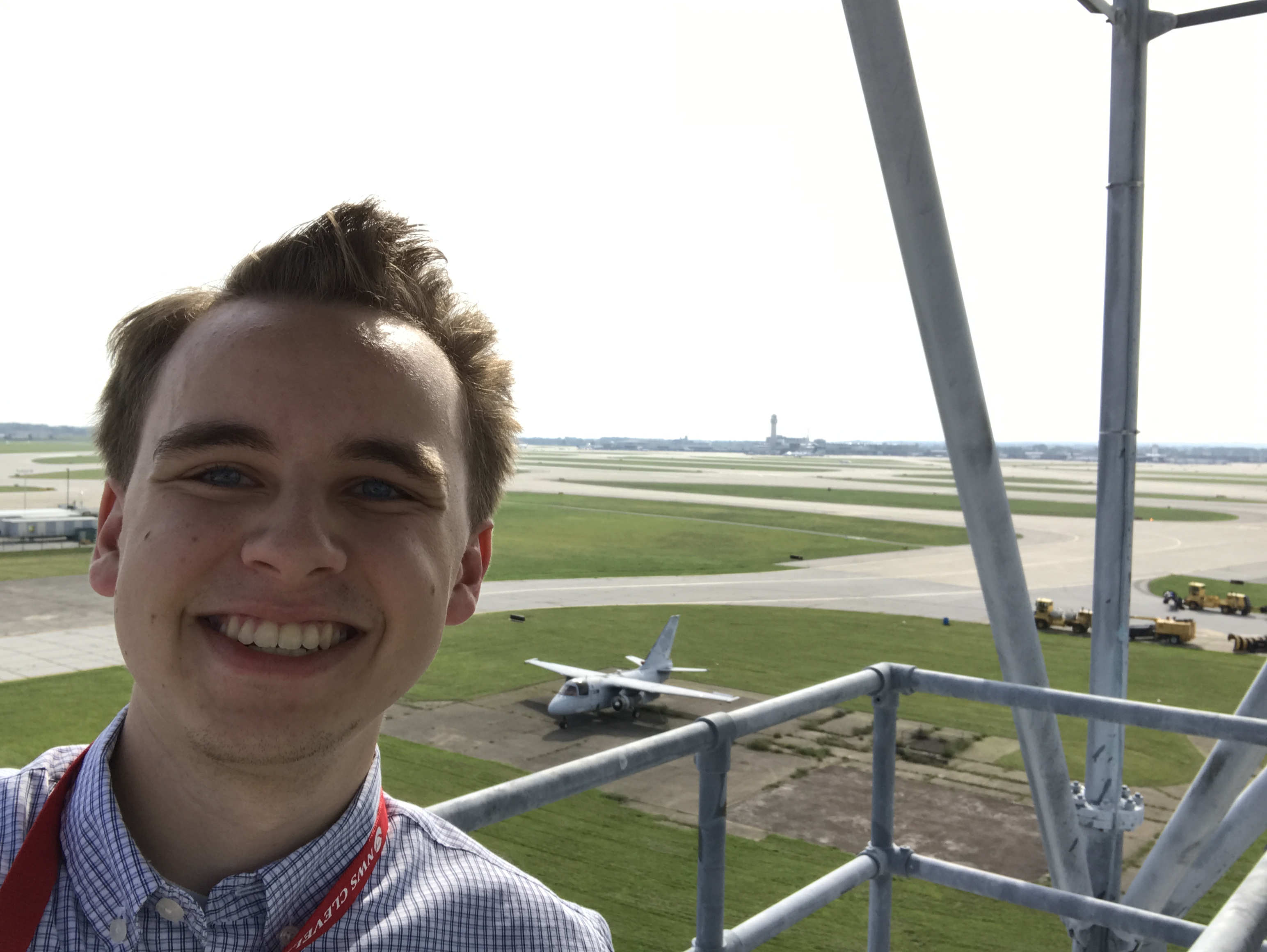 There wasn’t any snow in the summer, but National Weather Service Cleveland Forecasting Office intern Drew Koeritzer did conduct a study on how to better forecast the start times of lake effect snowstorms using archived data. Here he is halfway up the tower overlooking Cleveland Hopkins International Airport, reminding us that air travel relies on accurate weather forecasting!