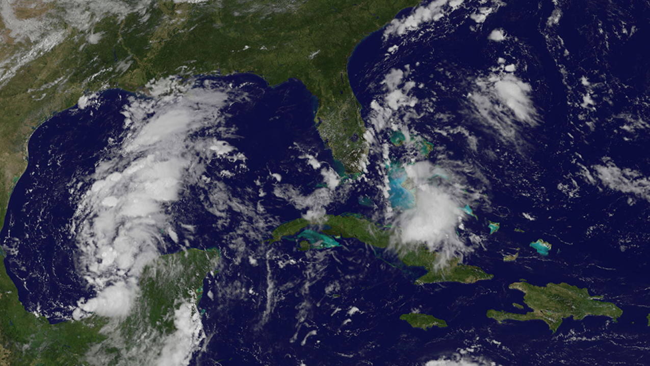 Tropical Storm Harvey captured by NOAA GOES East satellite. 