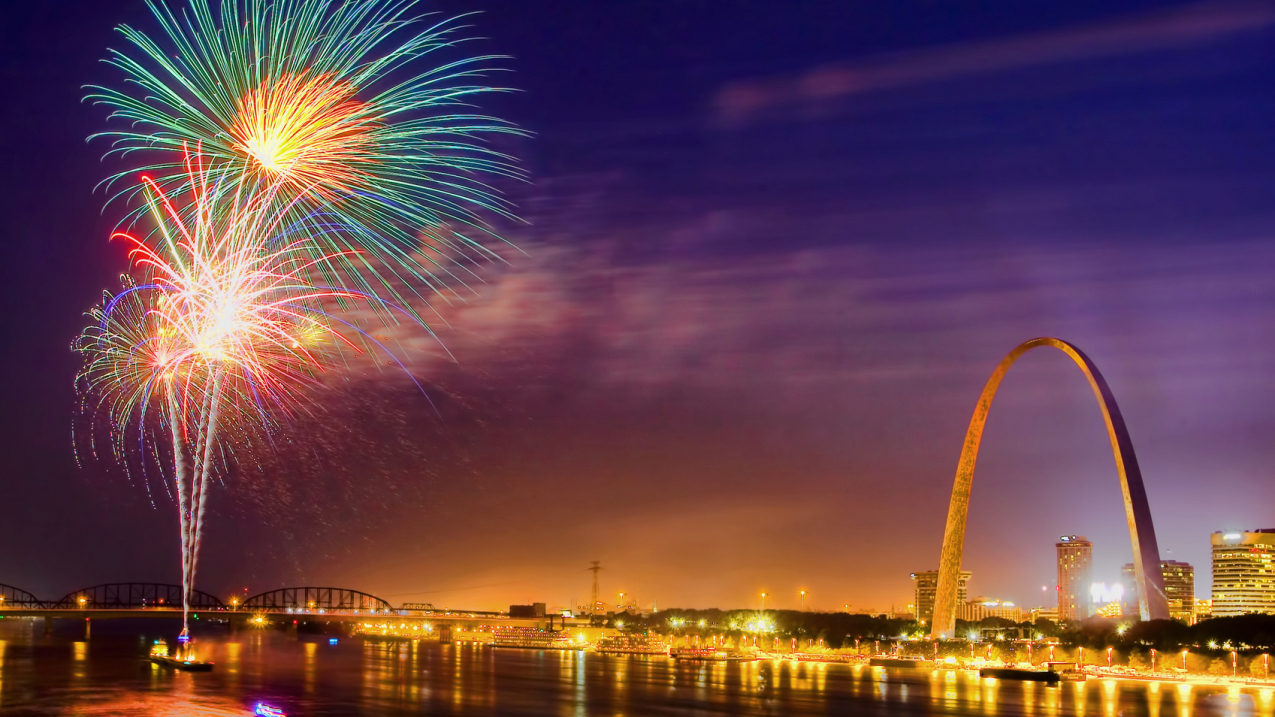The St. Louis area will be wet from weekend rains, but they should taper off in the early evening in time for the fireworks. Cincinnati, however, might not be so lucky. Be sure to check your local forecast at www.weather.gov before you make your plans.
