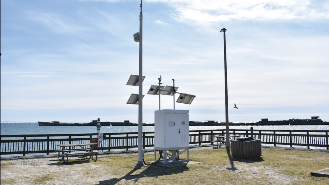 Water level stations, like this one located at Kiptopeke, VA, provide observations that help the tsunami warning centers issue accurate tsunami alerts.