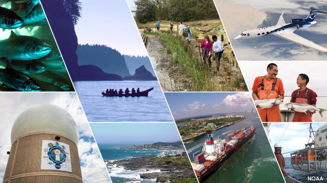 A photo collage highlighting some of the initiatives from NOAA's Inflation Reduction Act investments.