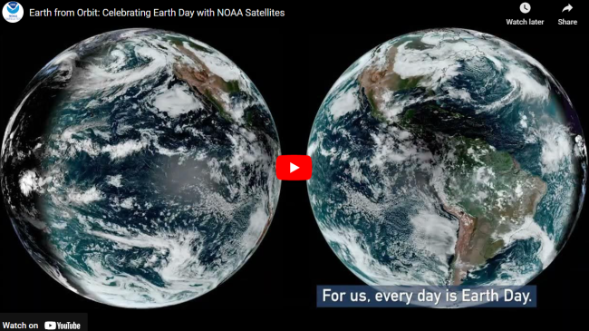 Screenshot from the video, Celebrating Earth Day with NOAA Satellites.