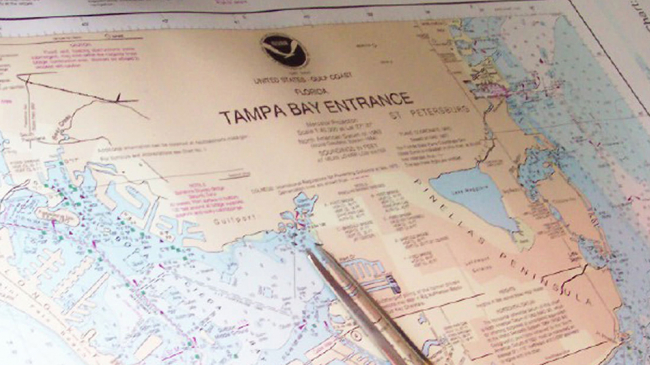 Tampa Bay nautical chart.