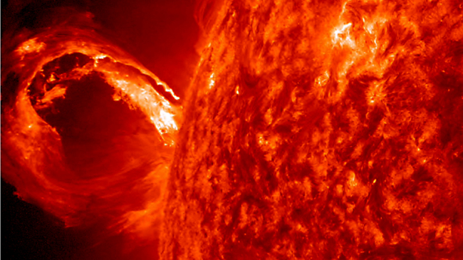 A coronal mass ejection bursting from the edge of the Sun, May 1, 2013.