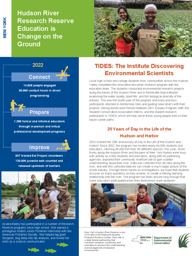 Thumbnail of a PDF titled, "Hudson River Research Reserve Education is Change on the Ground."