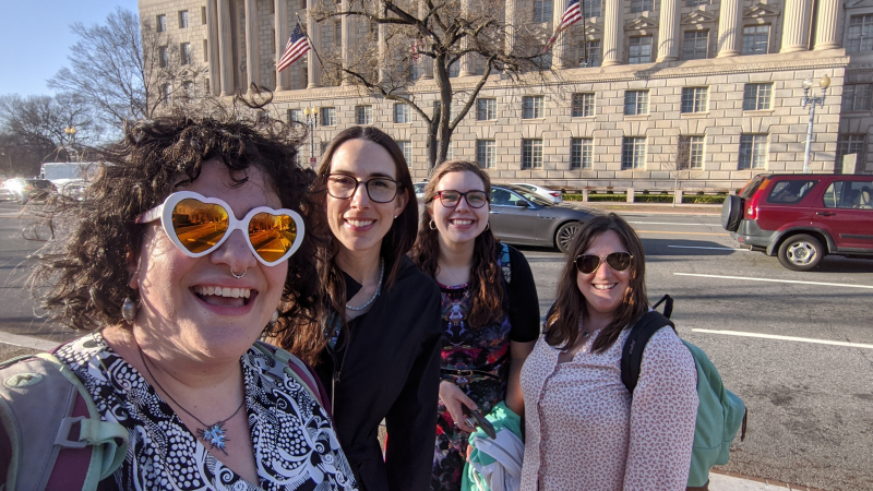 Molly’s mentors for the NOAA Office of Education VSFS internship showed her around the NOAA offices in the Department of Commerce building in Washington, D.C. on March 3, 2020. Left to right: Bekkah Lampe, Marissa Jones, Molly Wozniak, and Kayla do Couto.