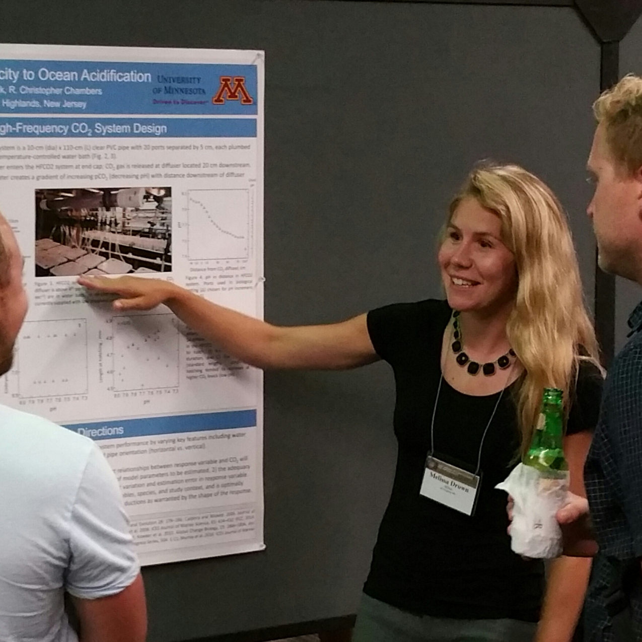Hollings Scholar Melissa Drown presenting a poster on the high-frequency CO2 system design at the Larval Fish Conference in Austin, TX.
