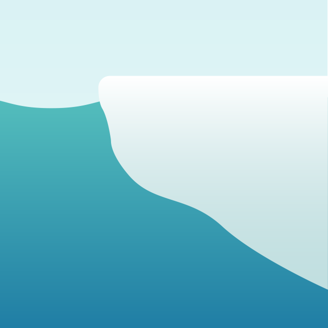 Sea ice floats on the ocean surface. 