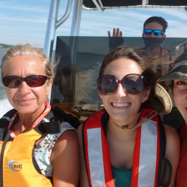 From left: Gretchen Messick (National Ocean Service scientist), Hollings scholar Maya Spaur and Lauren Winter (UMASS Amherst).

