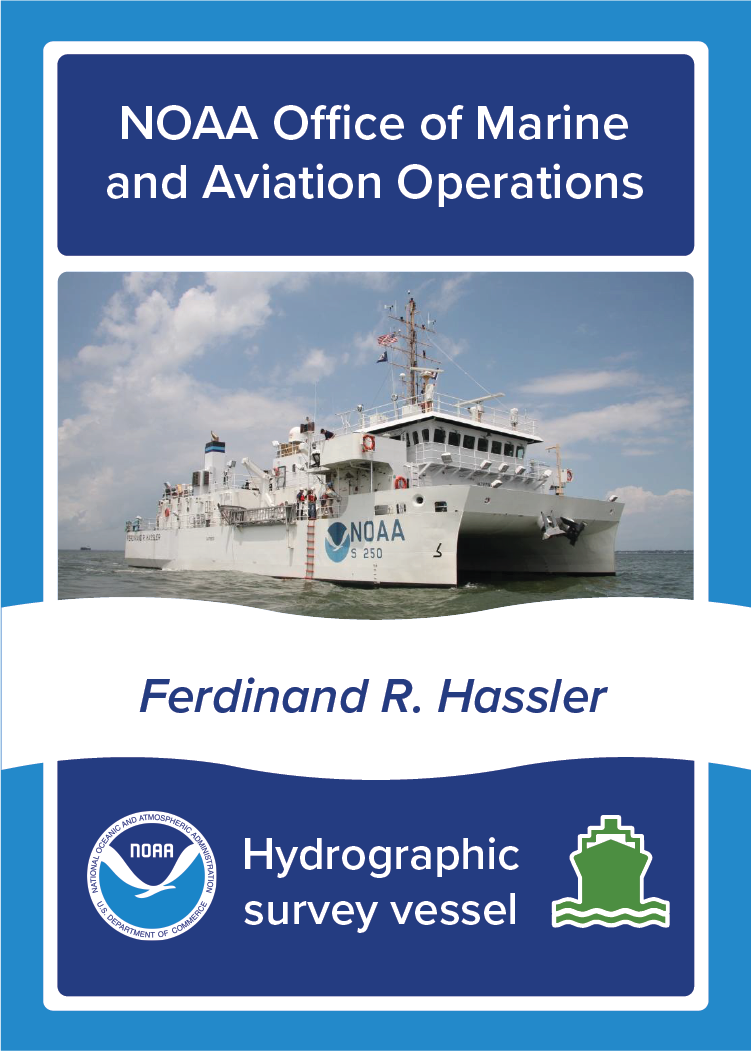 NOAA Ship Ferdinand R. Hassler, NOAA Office of Marine and Aviation Operations, Hydrographic survey vessel. Image: Photo of NOAA Ship Ferdinand R. Hassler at sea.