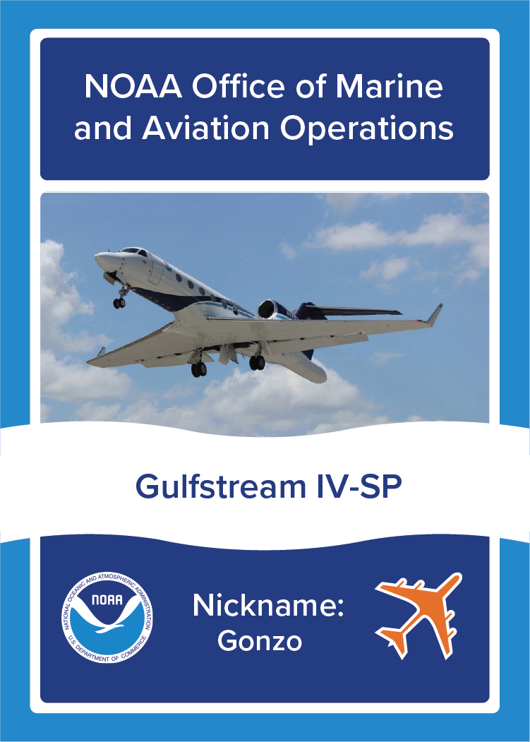 NOAA Plane Gulfstream IV-SP, NOAA Office of Marine and Aviation Operations, Nickname: Gonzo. Image: Photo of NOAA Plane Gulfstream IV-SP in flight.