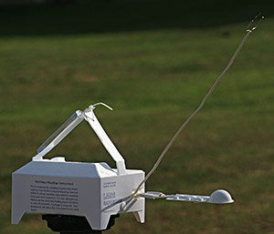 Radiosonde instrument that is lifted into the atmosphere via a large hydrogen filled balloon.