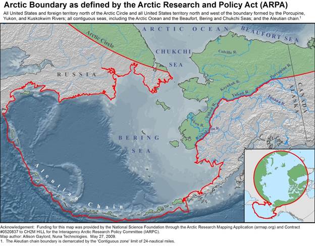 Arctic Boundary Polar inset map as defined by the Arctic Research and Policy Act (ARPA), 2017