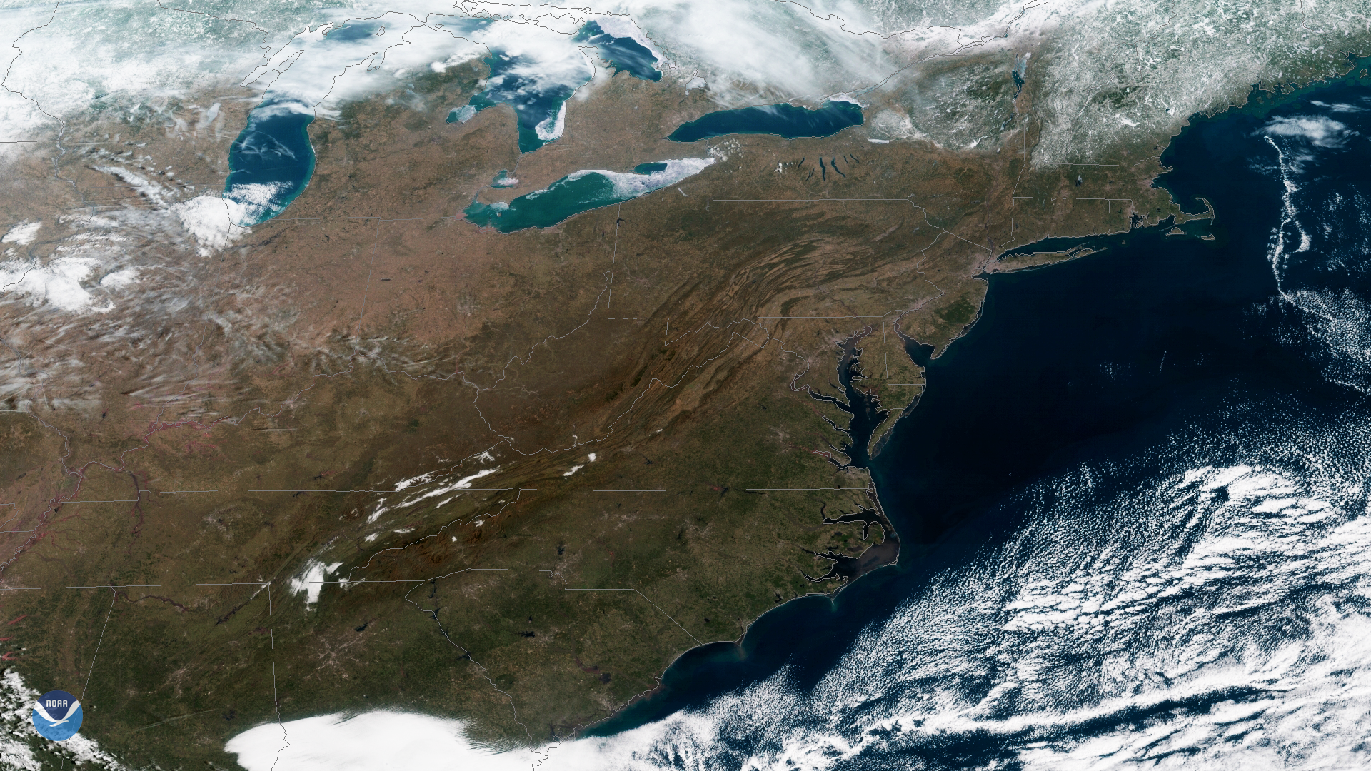 satellite view of eastern united states