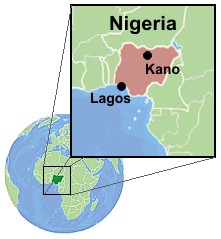 Location of the country Nigeria.