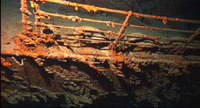 Undersea photograph of Titanic starboard railing