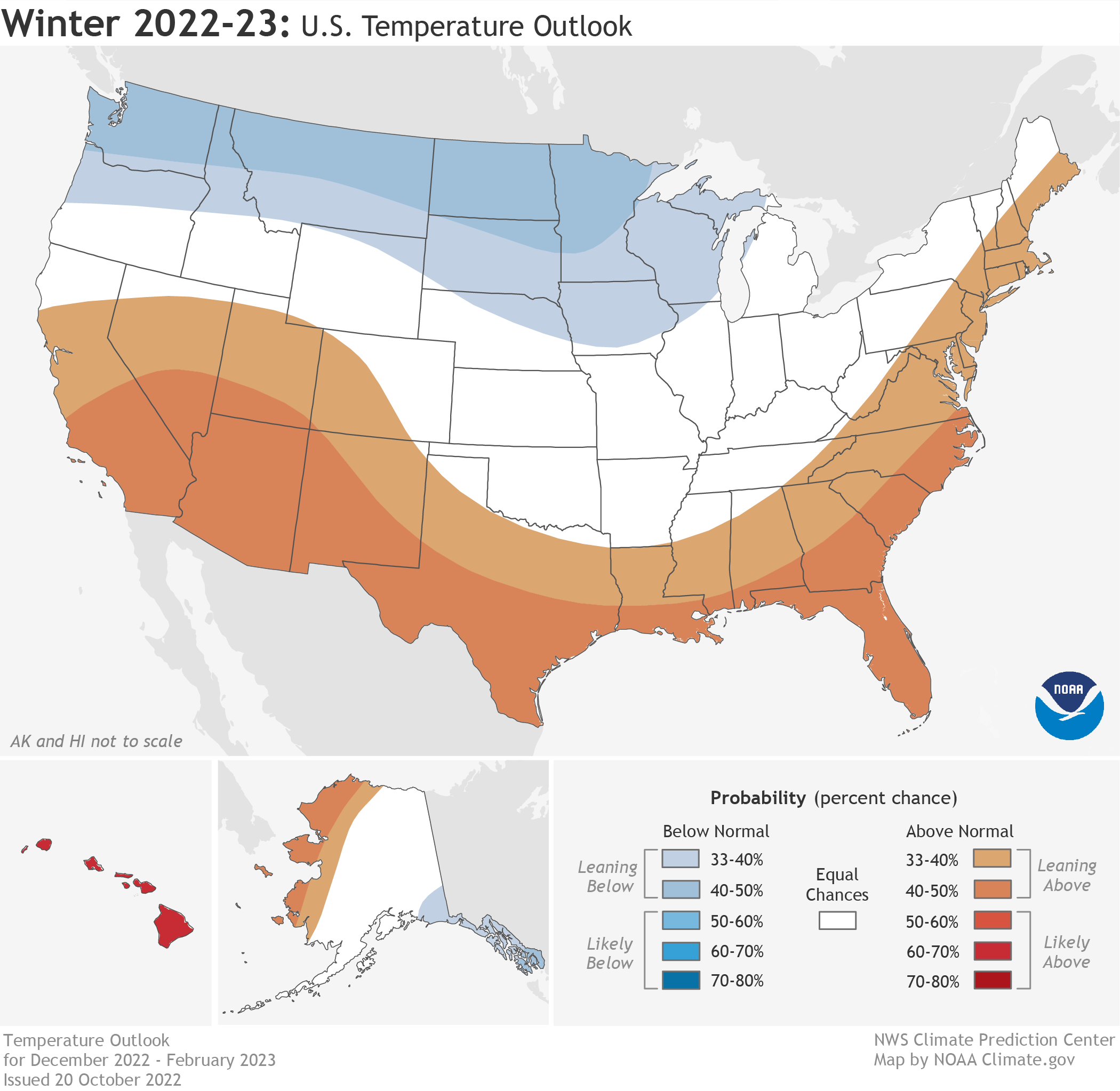 NOAA Releases 20222023 U.S. Winter Outlook Warmer, Drier South with