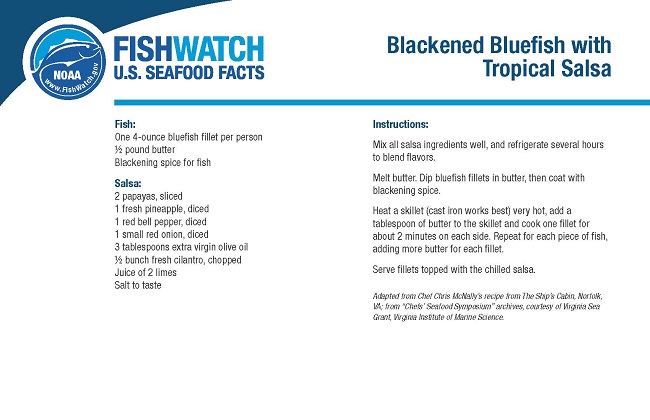 Blackened bluefish with tropical salsa recipe.