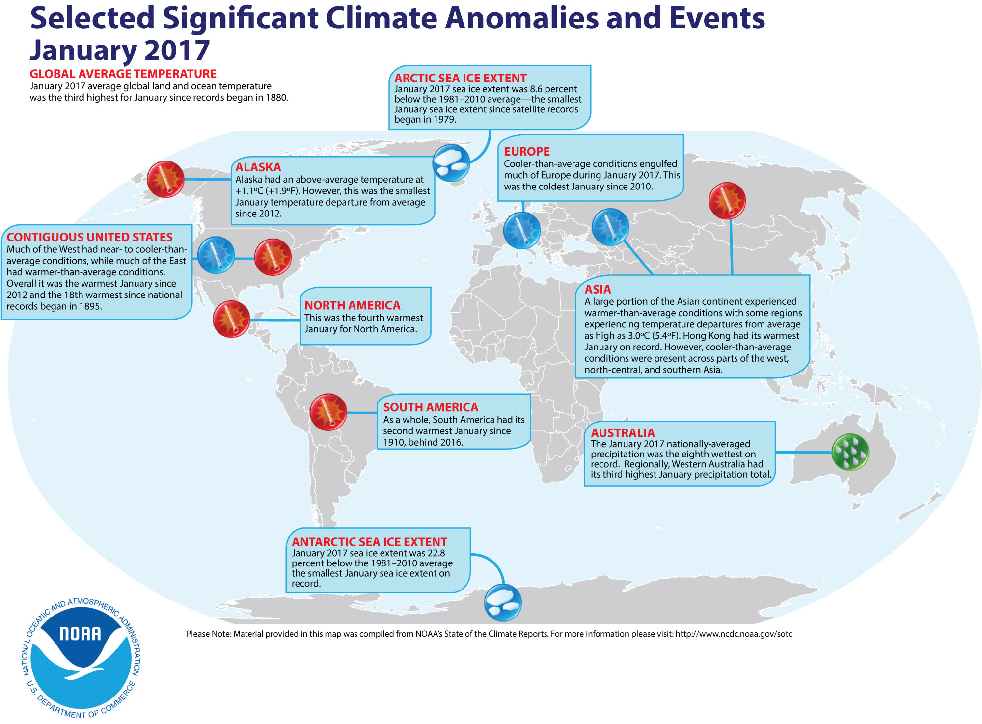 Noteworthy climate events around the world in January 2017