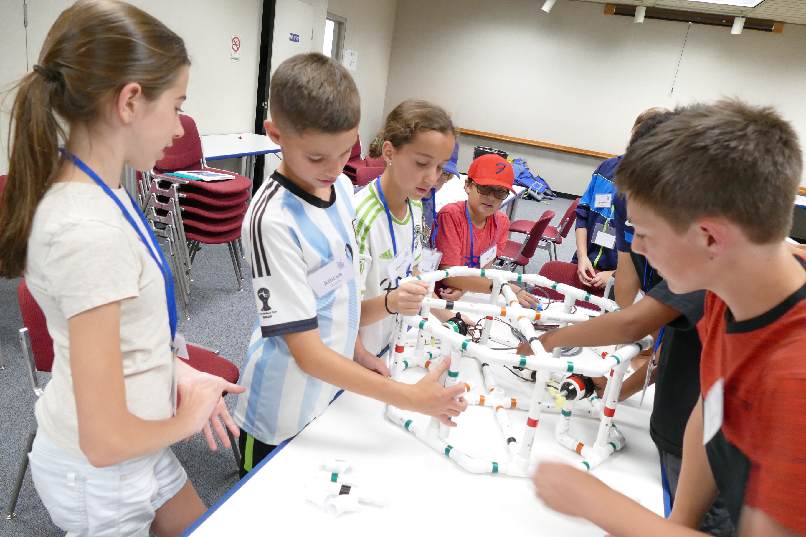 Middle schoolers at NOAA Science Camp in Seattle Washington explore design considerations while creating a PVC Remotely Operated Vehicle. The three day ROV Mini-Session at Science Camp inspires students to explore STEM fields through hands-on learning, and introduces middle schoolers to scientists who use remotely operated data collection devices in their research.