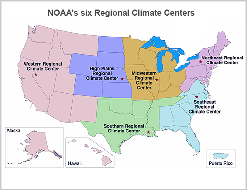 NOAA’s six Regional Climate Centers