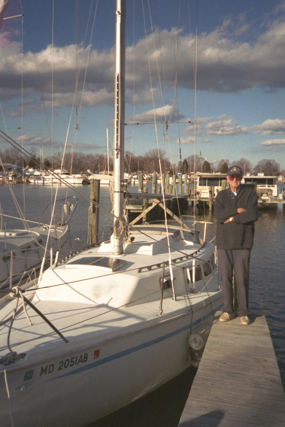 Rear Admiral Harley Nygren and his sailboat.