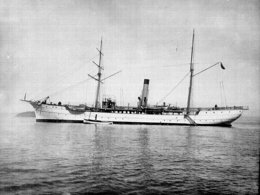 This is Albatross I, the first vessel with electric lights and the first in a series of four Albatross vessels at sea from 1882 to 2008. NOAA Ship Bigelow, shown in the video, replaced the last ship in the series.