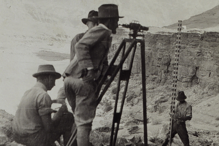 From 1900 to about 1960, survey teams relied on their eyes to read a graduated rod that measured height differences between benchmarks. Now a digital level instrument takes images of a barcode on a rod to obtain this measurement.