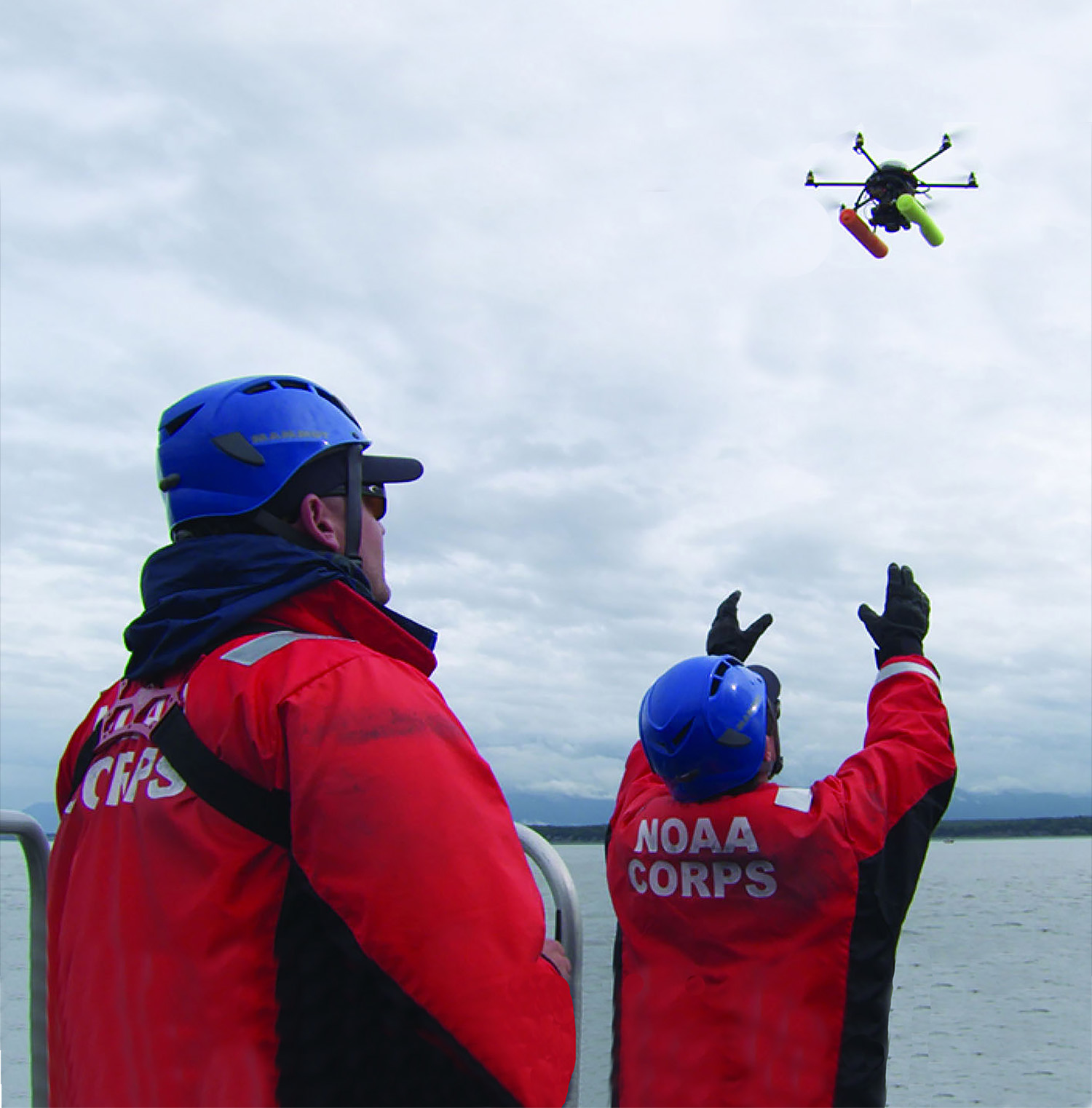This hexacopter, a remote-controlled, helicopter-like drone, collects photos of endangered beluga whales in Cook Inlet, Alaska. Measurements from many hundreds of photographs help determine birth and death rates and other health markers. Annual late summer surveys help compare birth rates to factors such as the strength of salmon runs. Salmon are a vital food source for beluga whales. 