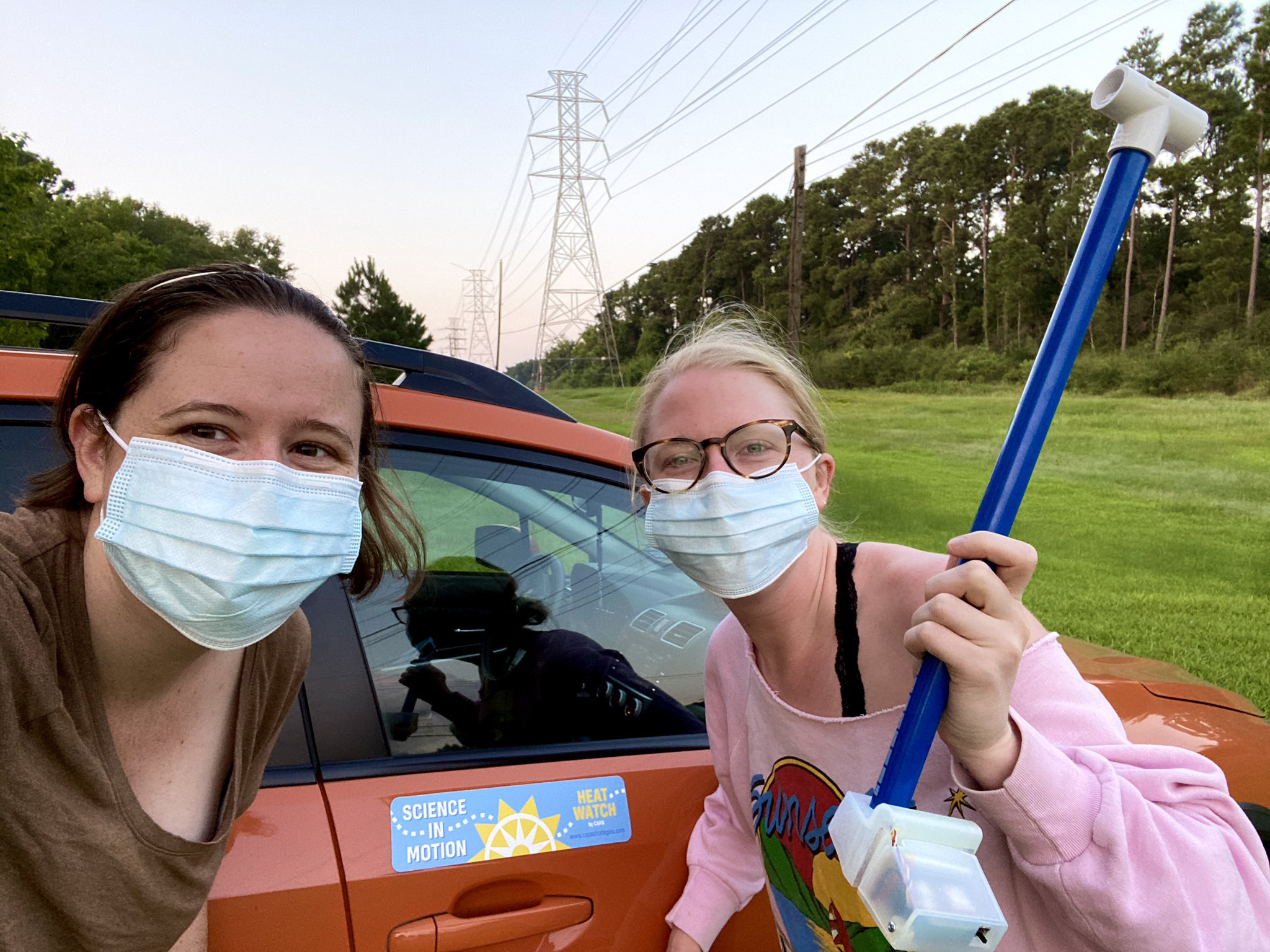 Volunteers Suzanne Simpson from Bayou Land Conservancy and Erin Valley Donato from the Houston Zoo collected heat data in August 2020 in the Houston area to help produce Heat Island maps for the community. 