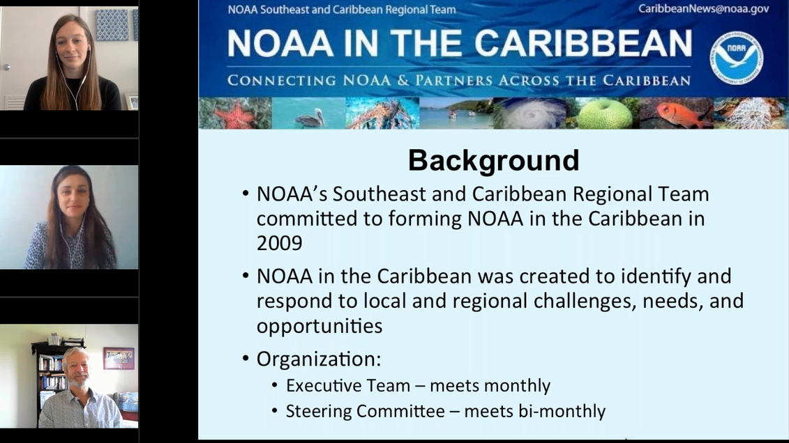 screenshot of the NOAA in the Caribbean Community Webinar