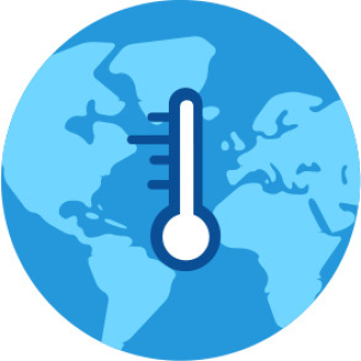 thermometer icon on top of globe image