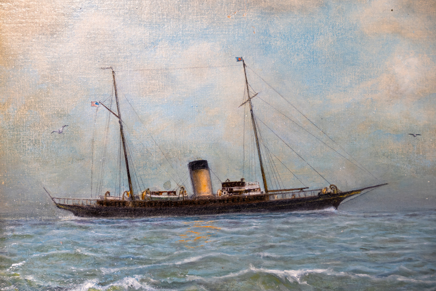 Close up of the Oceanographer in the painting by its crew member Robert Foster. 
