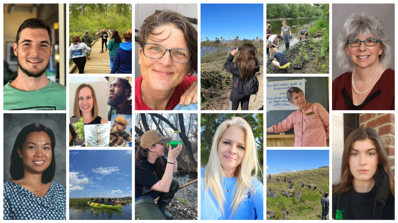 A photo collage of 14 different participants of the B-WET program.