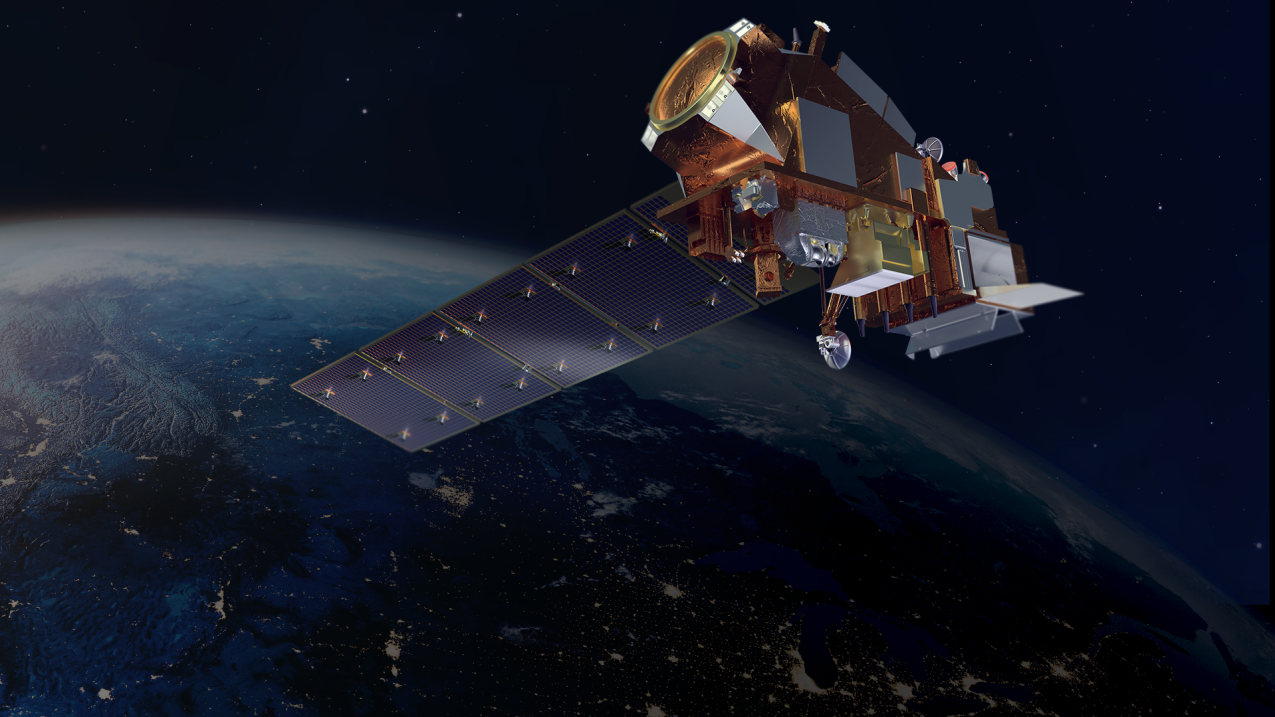 Image showing an artist’s rendering of the JPSS-2 satellite in orbit.