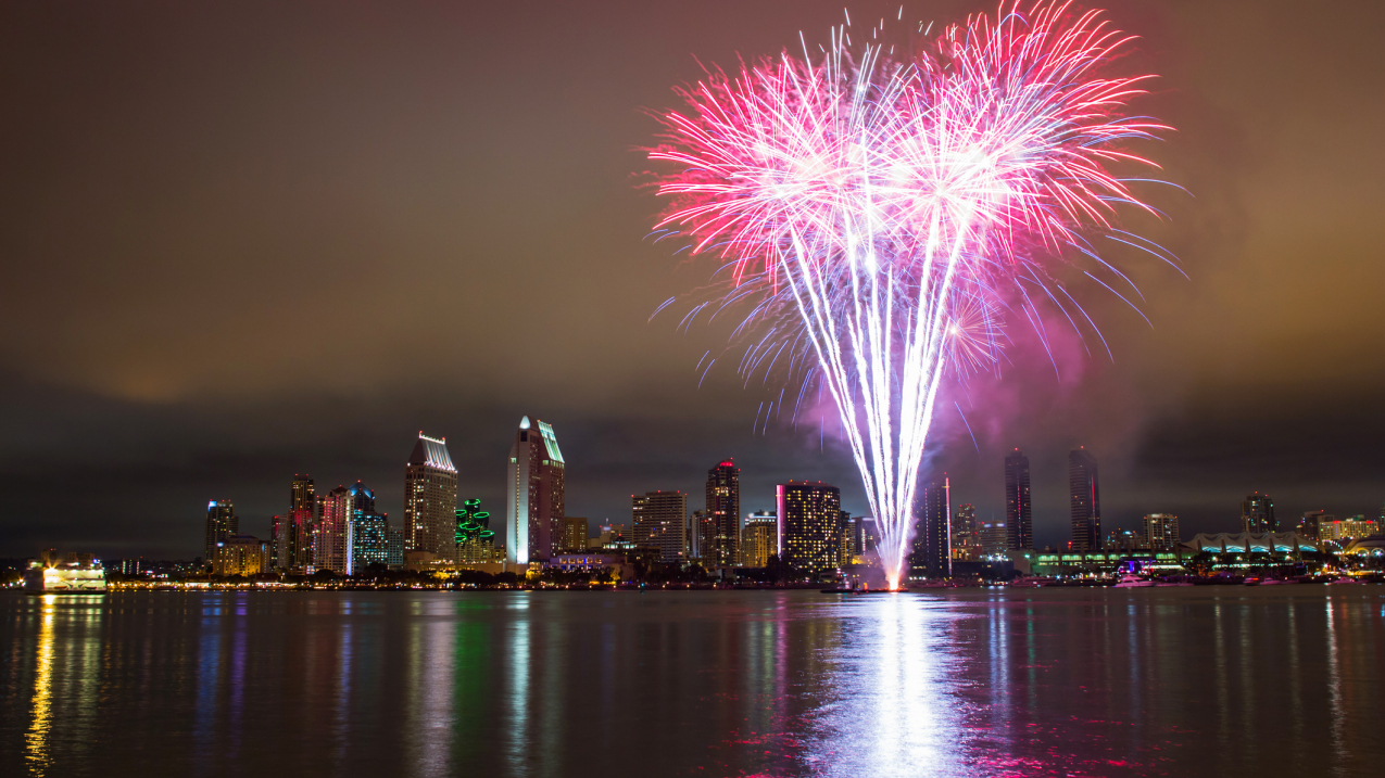 Fireworks over San Diego, California, in an undated stock photo.