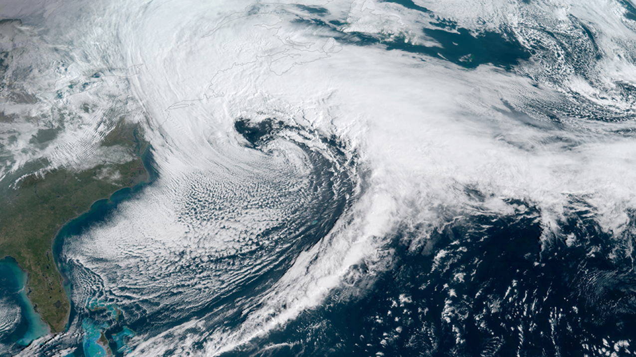 NOAA's GOES East satellite captured this nor'easter over the U.S. East Coast March 13, 2018. It was the third nor’easter to hit the region in 10 days. A fourth nor’easter hit the same region March 21. Some parts of the Mid-Atlantic, including Washington, D.C., saw their biggest snowfall this winter, even as the fourth storm arrived a day after the spring equinox. 
