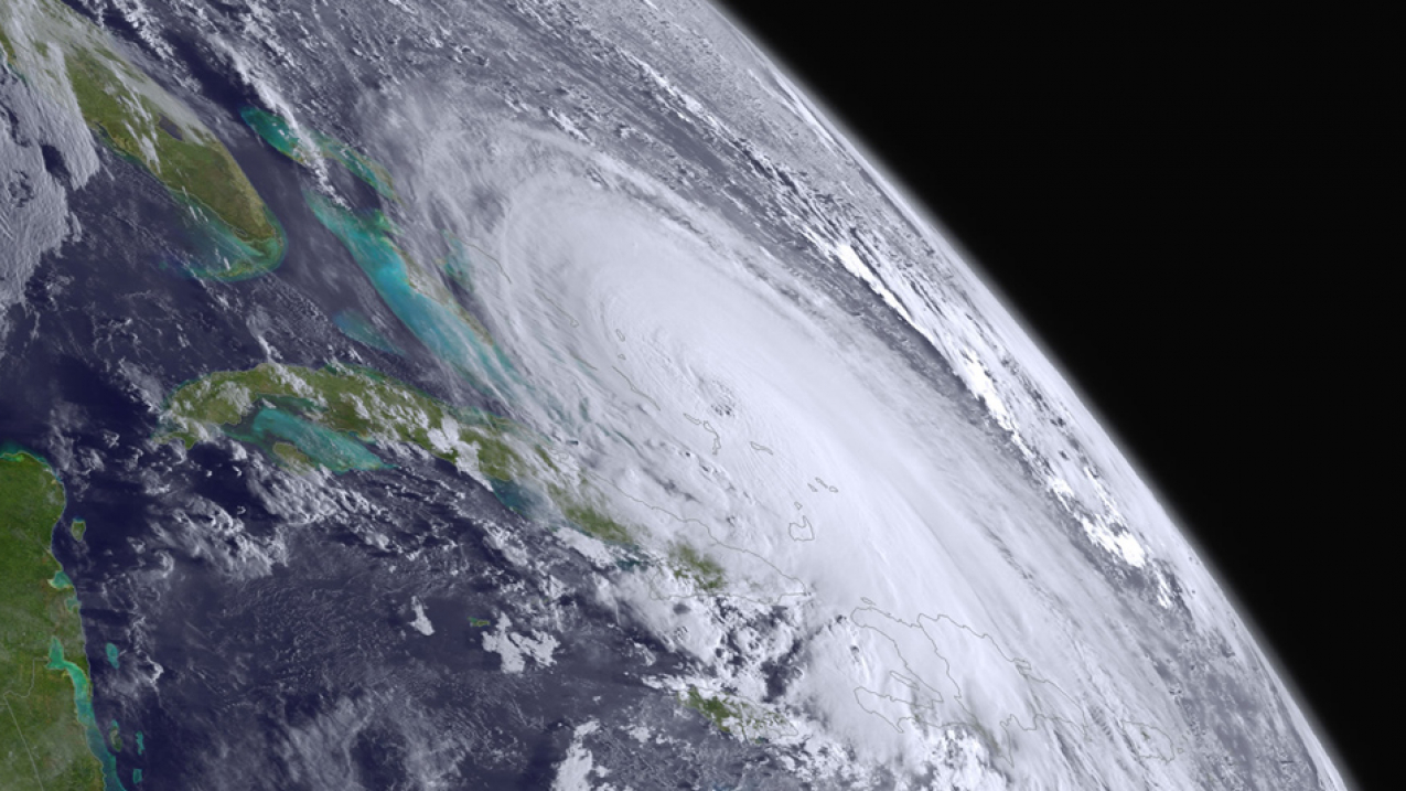 Hurricane Joaquin reaches Category 4 strength near the Central Bahamas on October 1, 2015. 
