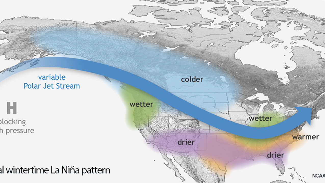 This is a what a typical winter La Nina pattern looks like as it affects the United States.