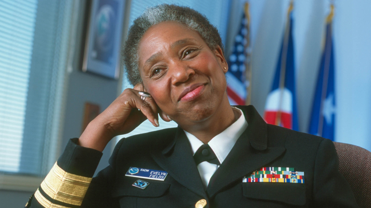 Rear Admiral Evelyn fields was the first woman and first African American to lead the NOAA Corps. 