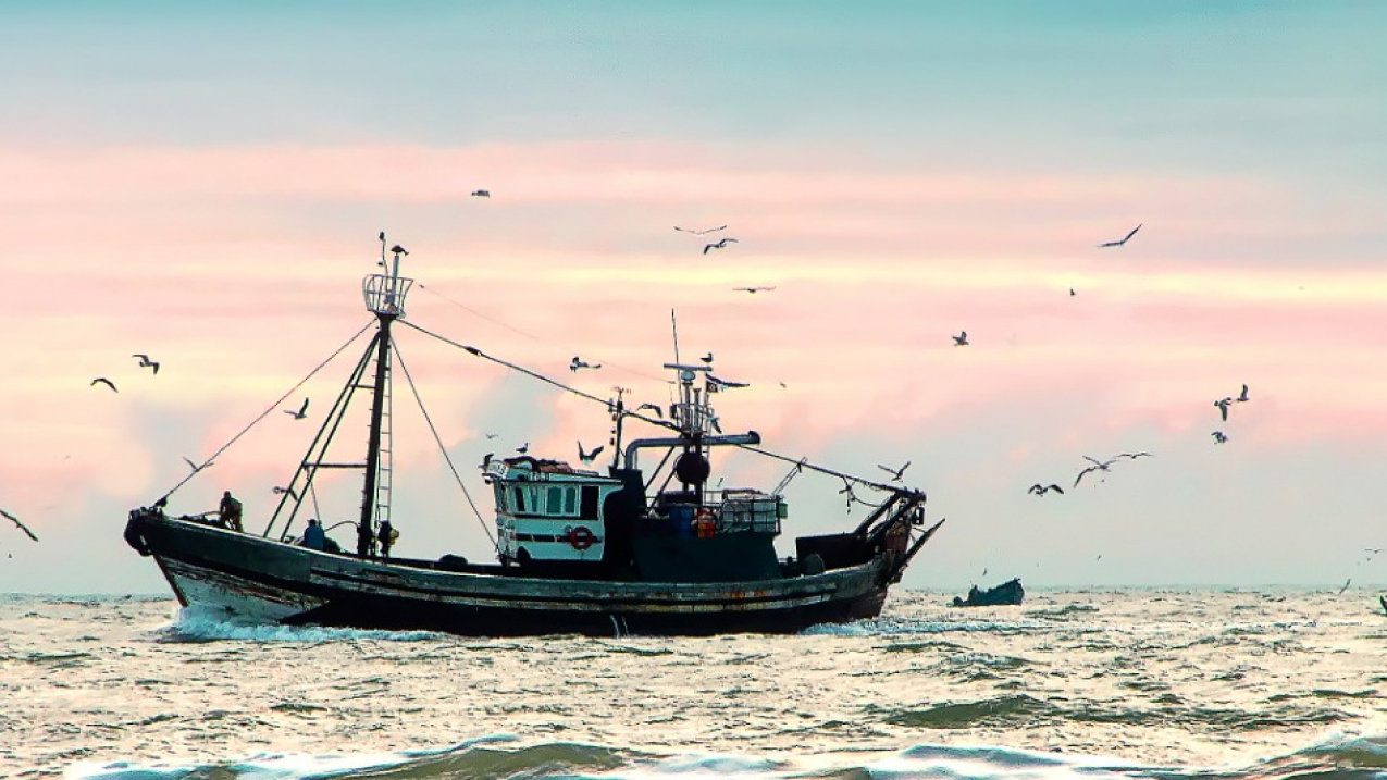A fishing boat and crew working in waters off the U.S. Atlantic coastline