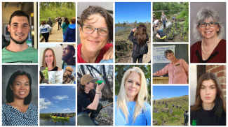 A photo collage of 14 different participants of the B-WET program.